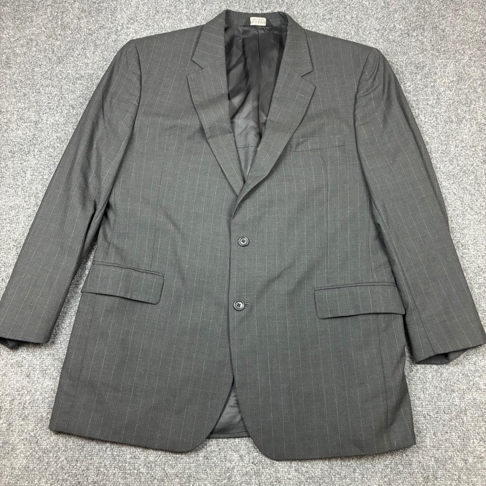 Jos A Bank Mens Size 44R Gray Pinstripe Two Button Blazer Suit Jacket 100% Wool